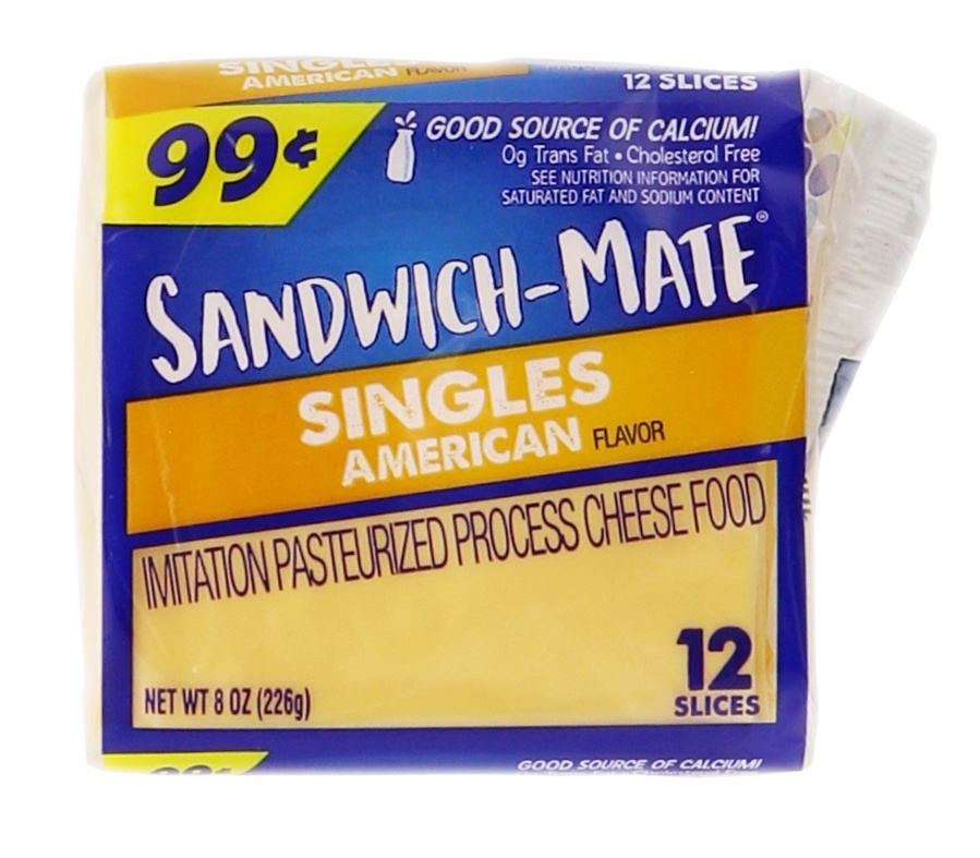 slide 1 of 1, Sandwich-Mate Cheese Food, Singles, American Flavor, 8 oz