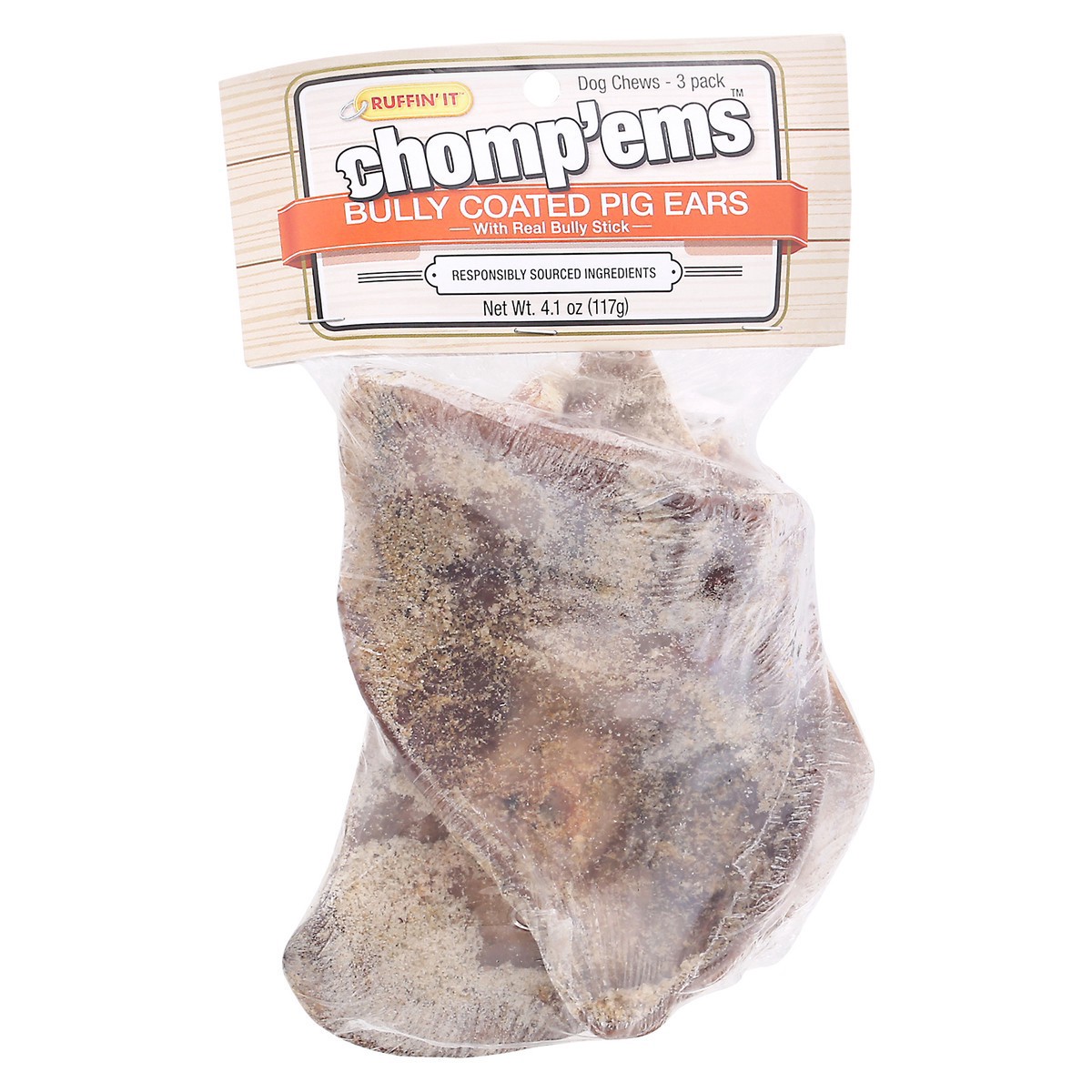 slide 3 of 9, Ruffin' It Chomp'ems Bully Coated Pig Ears Dog Chews 3 ea, 3 ct