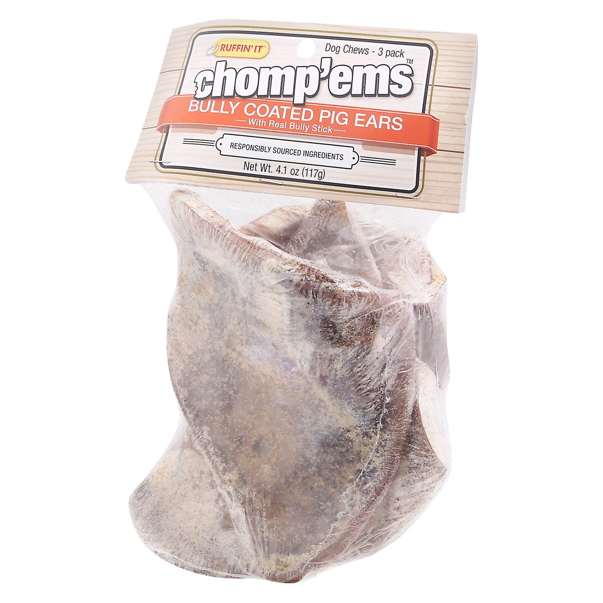 slide 5 of 9, Ruffin' It Chomp'ems Bully Coated Pig Ears Dog Chews 3 ea, 3 ct