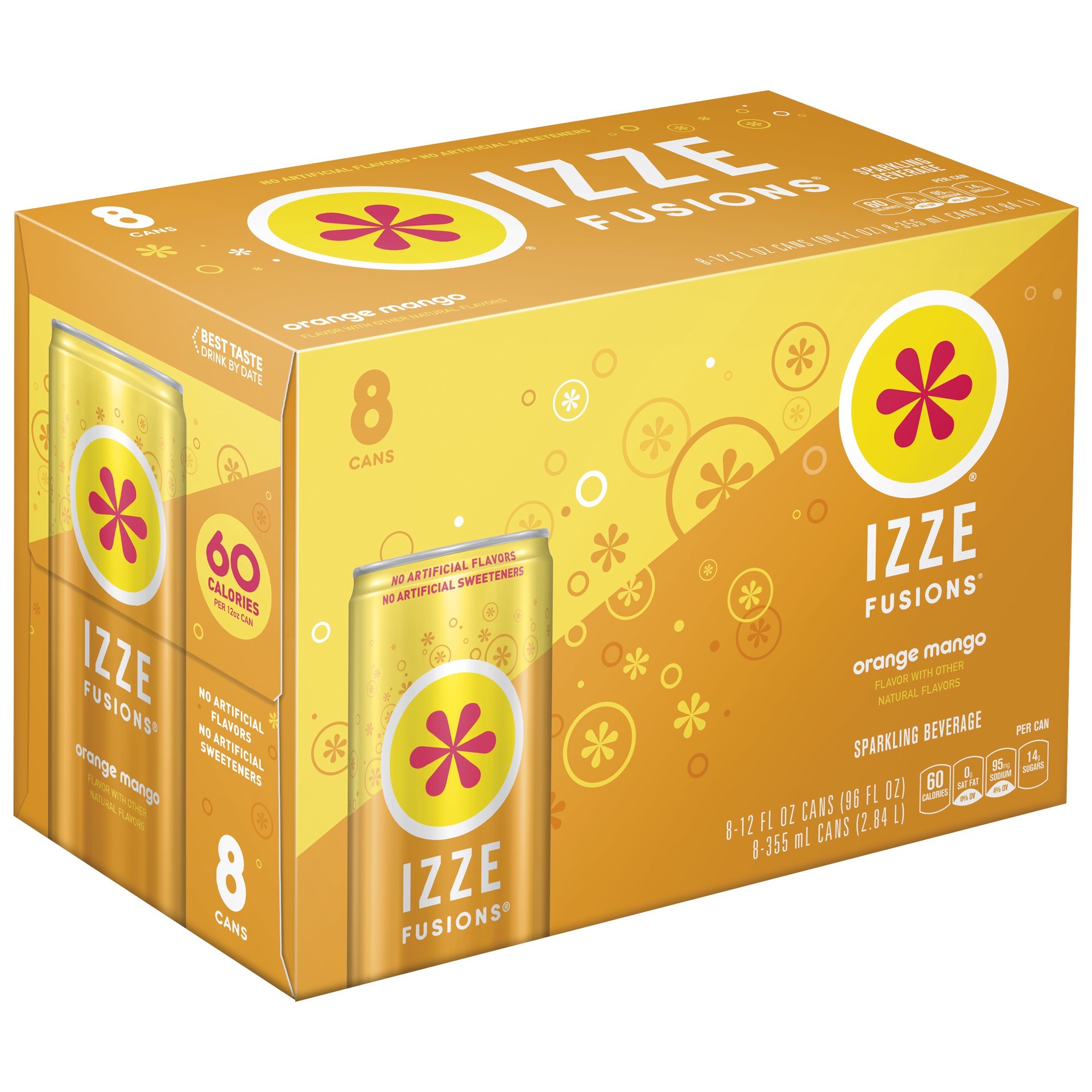 slide 1 of 4, Izze Fusions Orange Mango, 8 ct; 12 fl oz