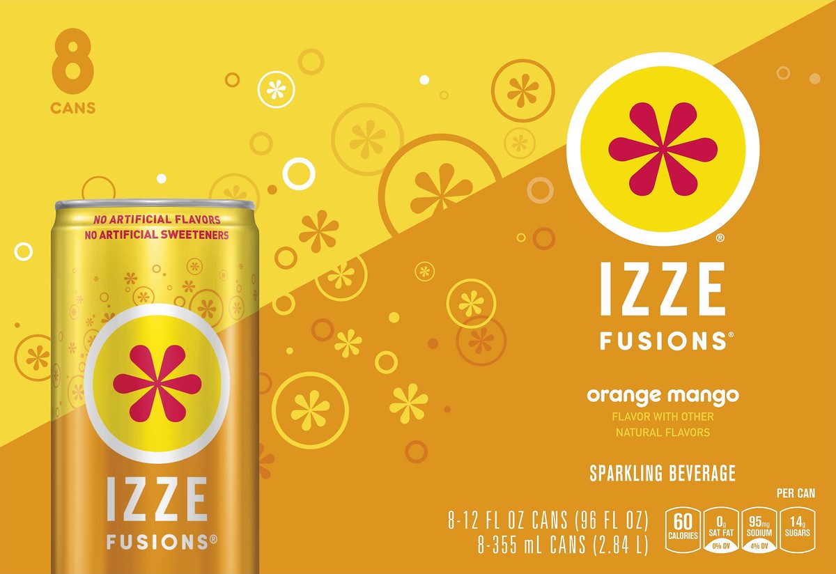 slide 3 of 4, Izze Fusions Orange Mango, 8 ct; 12 fl oz