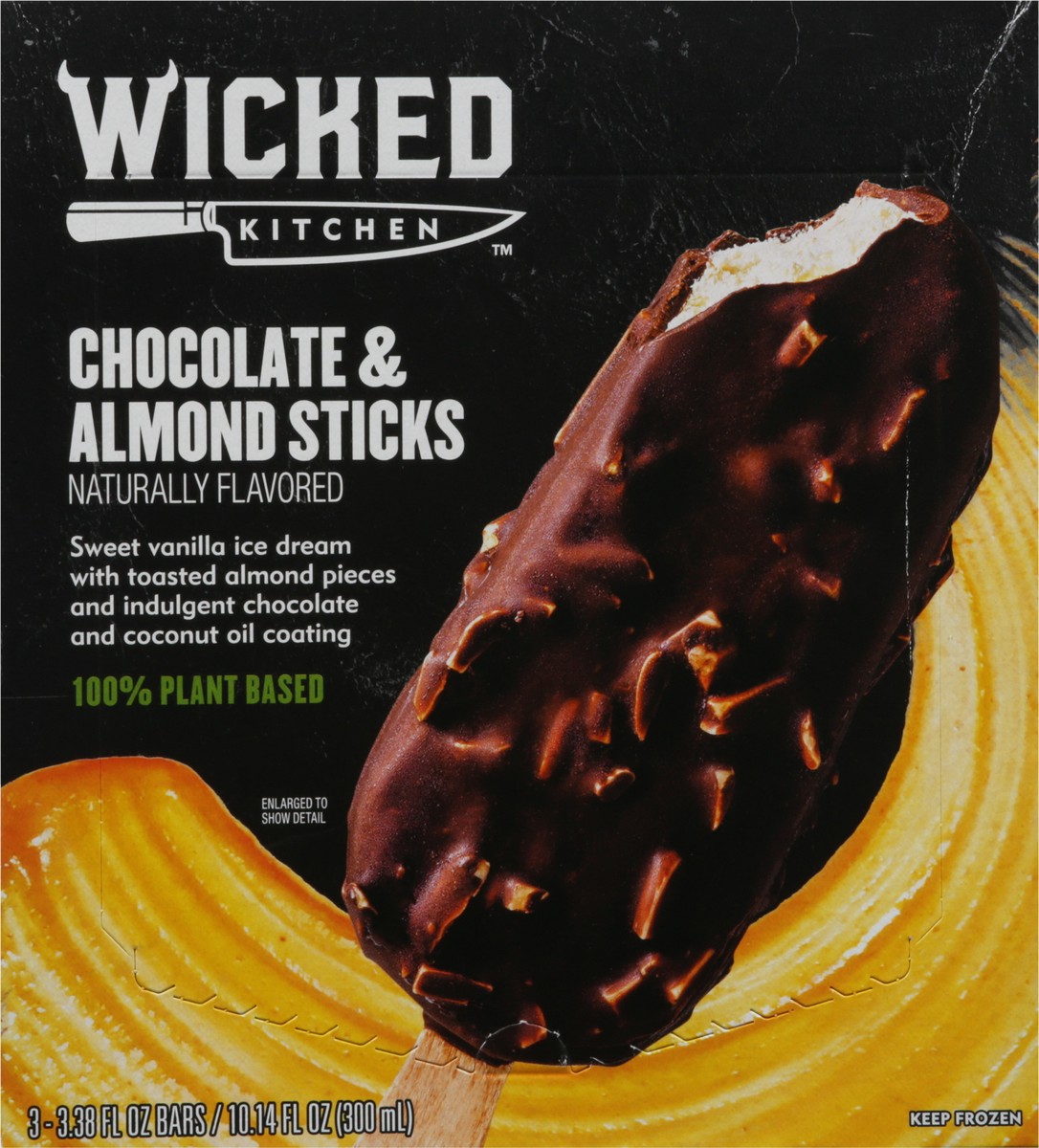 slide 6 of 9, Wicked Kitchen Kitchen Chocolate & Almond Sticks Ice Cream 3 - 3.38 fl oz Bars, 3 ct