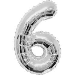 Shape Number 6 Silver Air-Filled Balloon