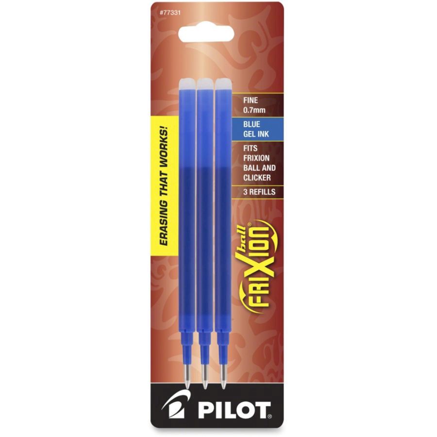 slide 3 of 4, Pilot Frixion Erasable Ink Pen Refills, Fine Point, 0.7Mm, Blue Ink, Pack Of 3, 3 ct