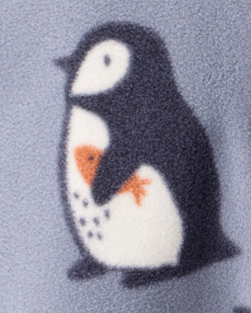 slide 2 of 3, Carter's Baby Boy Penguin DreamPlush Snug Fit 2-Way Zip Sleep & Play Pajamas - Grey Grey NB, 1 ct