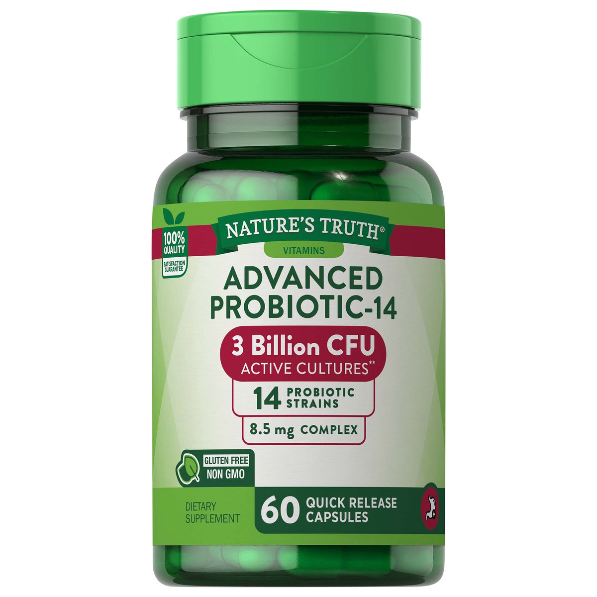 slide 1 of 4, Nature's Truth Advanced Probiotic 3 Billion, 60 ct