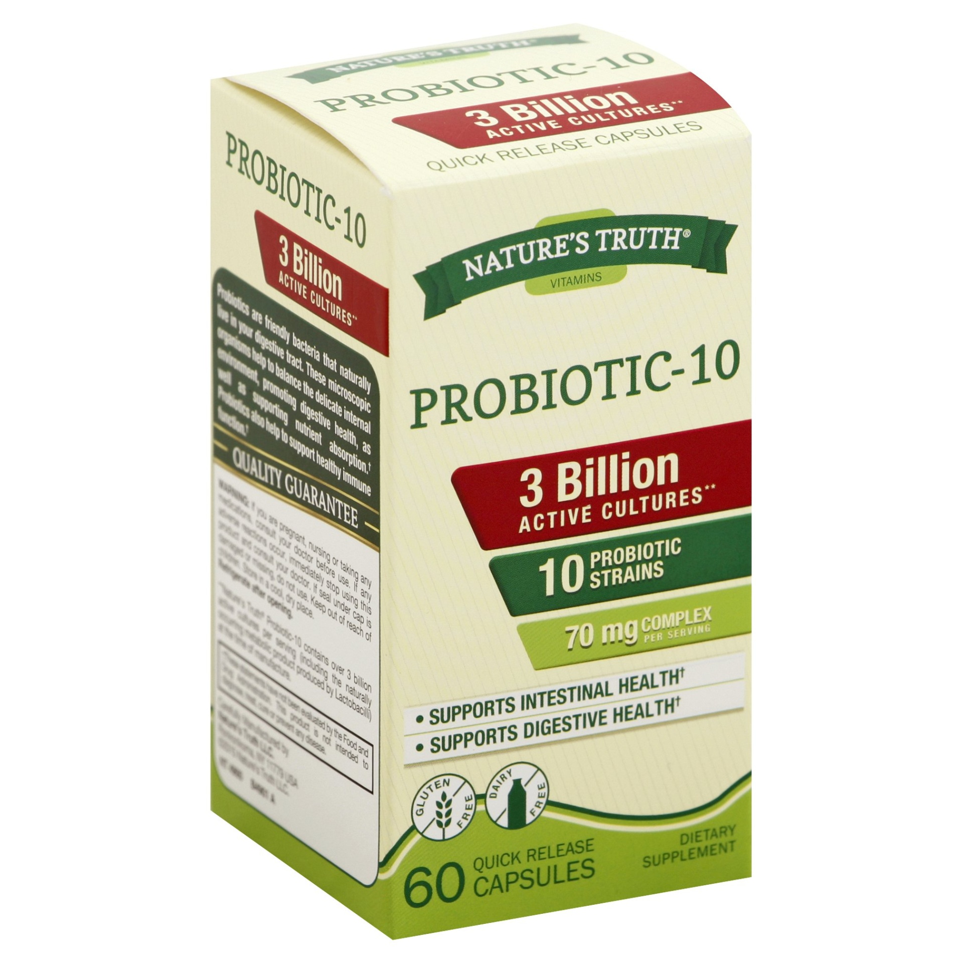 Nature's Truth Probiotic-10 Acidophilus Dietary Supplement Capsules 60 ...