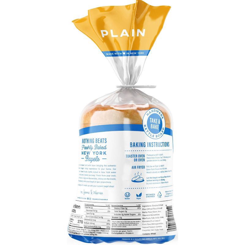 slide 2 of 4, Bagelista Plain Vegan Frozen Bake at Home Bagels, 16 oz