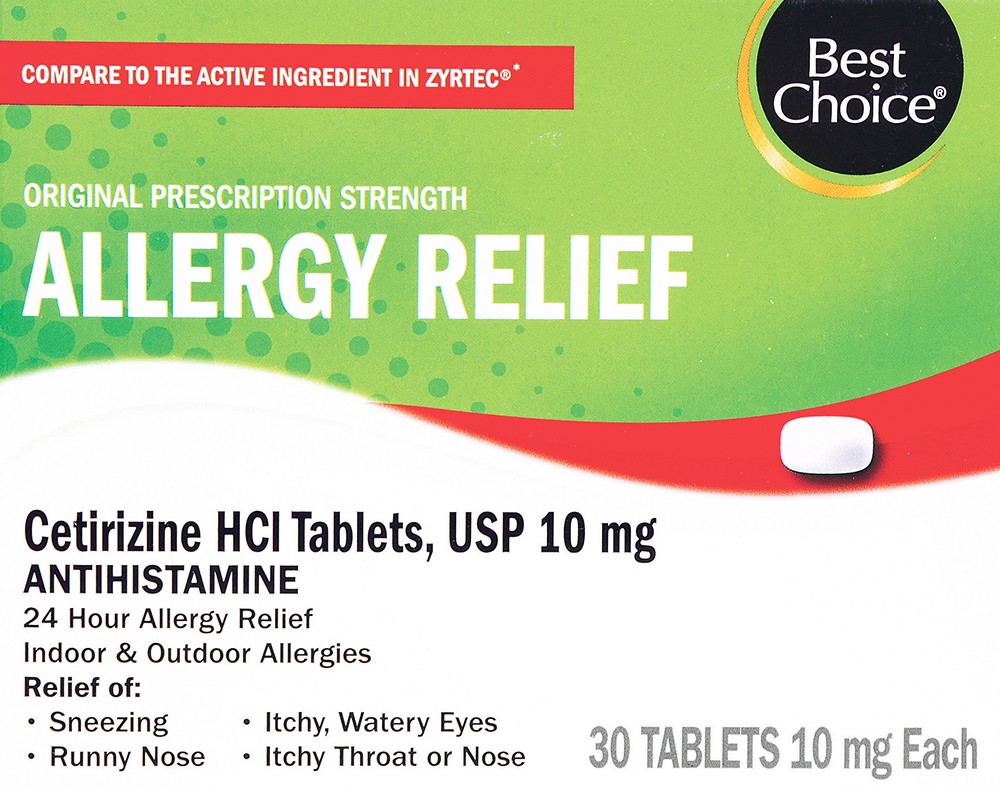 slide 1 of 1, Best Choice Original Prescription Strength Allergy Relief Tablets, 30 ct