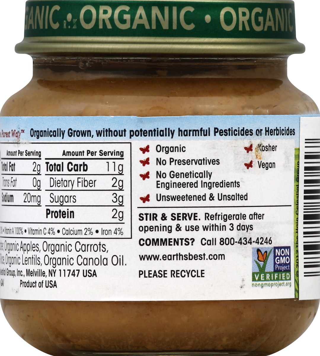 slide 3 of 6, Earth's Best 2nd Foods - Organic Rice & Lentil Dinner, 4 oz