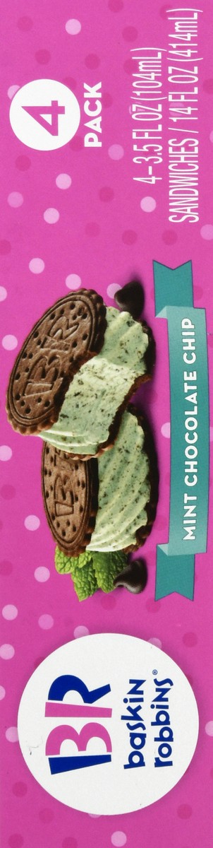 slide 9 of 13, Baskin-Robbins 4 Pack Mint Chocolate Chip Ice Cream Sandwiches 4 ea, 4 ct