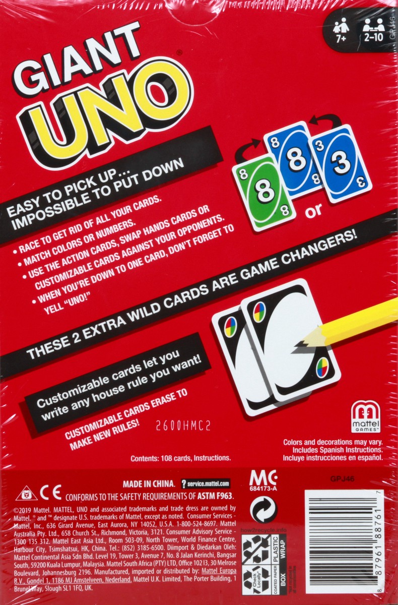 slide 3 of 9, Mattel Uno Giant 1 ea, 1 ct