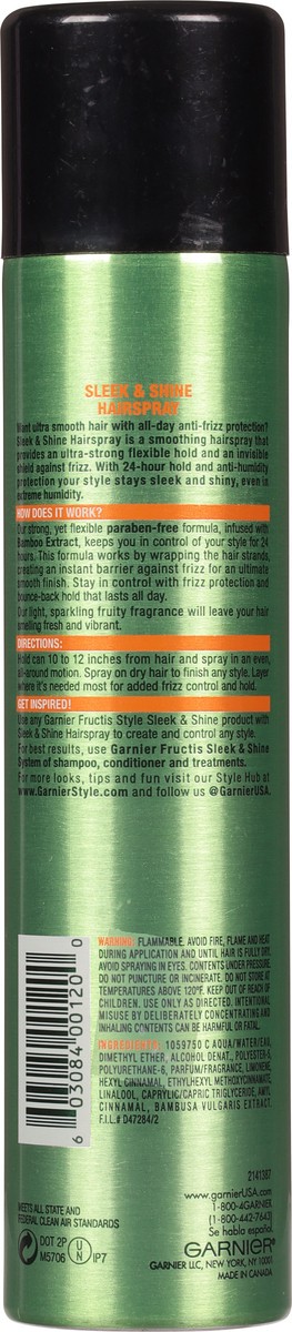 slide 9 of 9, Garnier Fructis Style Sleek & Shine Anti-Humidity Hairspray Ultra Strong Hold - 8.25 Oz, 8.25 oz