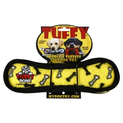 Tuffy Medium Bone Squeaky Dog Toy - Yellow