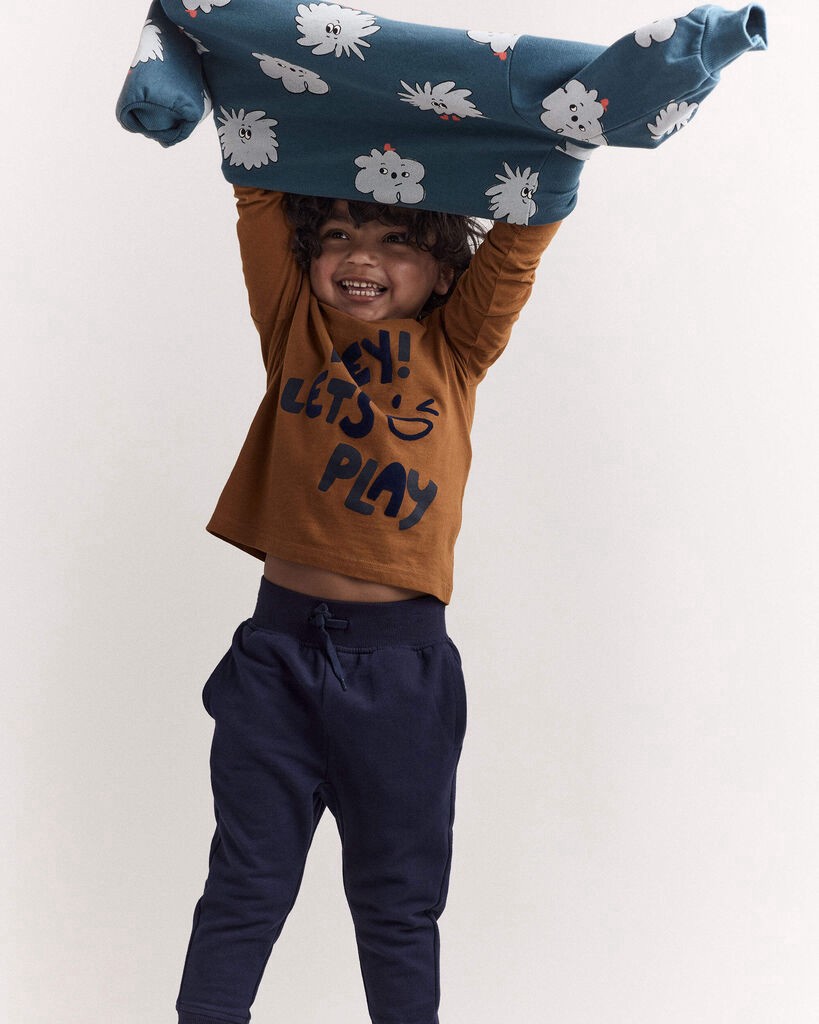 slide 4 of 5, Otteravenue Toddler Boy Hey, Let's Play Long-Sleeve Graphic Tee - Cinnamon Cinnamon 18M, 1 ct