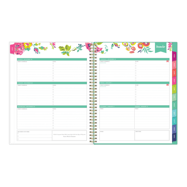 slide 3 of 10, Blue Sky Day Designer Weekly/Monthly Planner, 8-1/2'' X 11'', Peyton White, January To December 2021, 103618, 1 ct