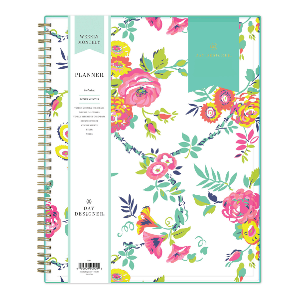 slide 1 of 10, Blue Sky Day Designer Weekly/Monthly Planner, 8-1/2'' X 11'', Peyton White, January To December 2021, 103618, 1 ct