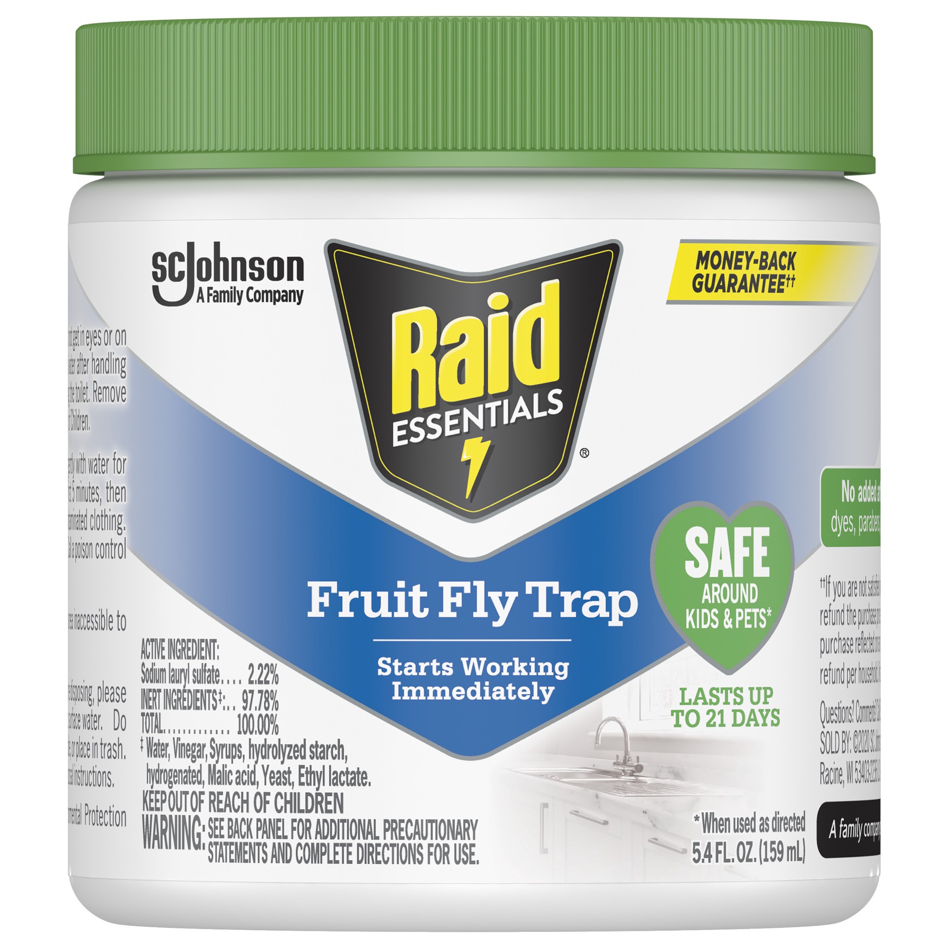 slide 1 of 7, Raid Essentials Fruit Fly Trap, Attractant & Killer Effective Up to 21 Days, 5.4 fl oz, 5.4 oz