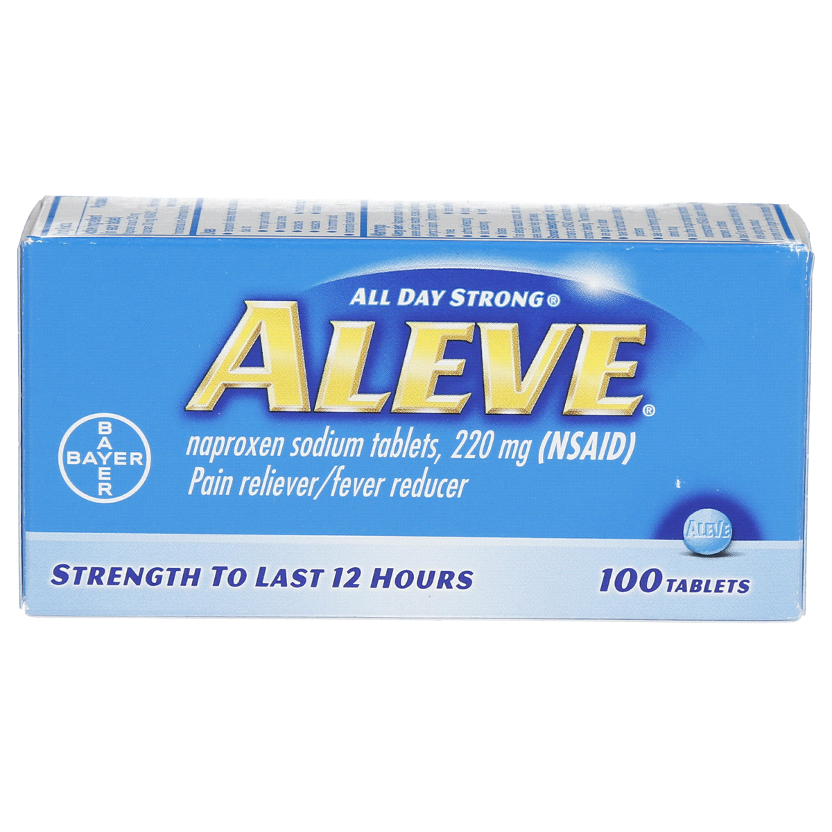 slide 1 of 1, Aleve All Day Strong Pain Reliever Fever Reducer Tablets, 100 ct