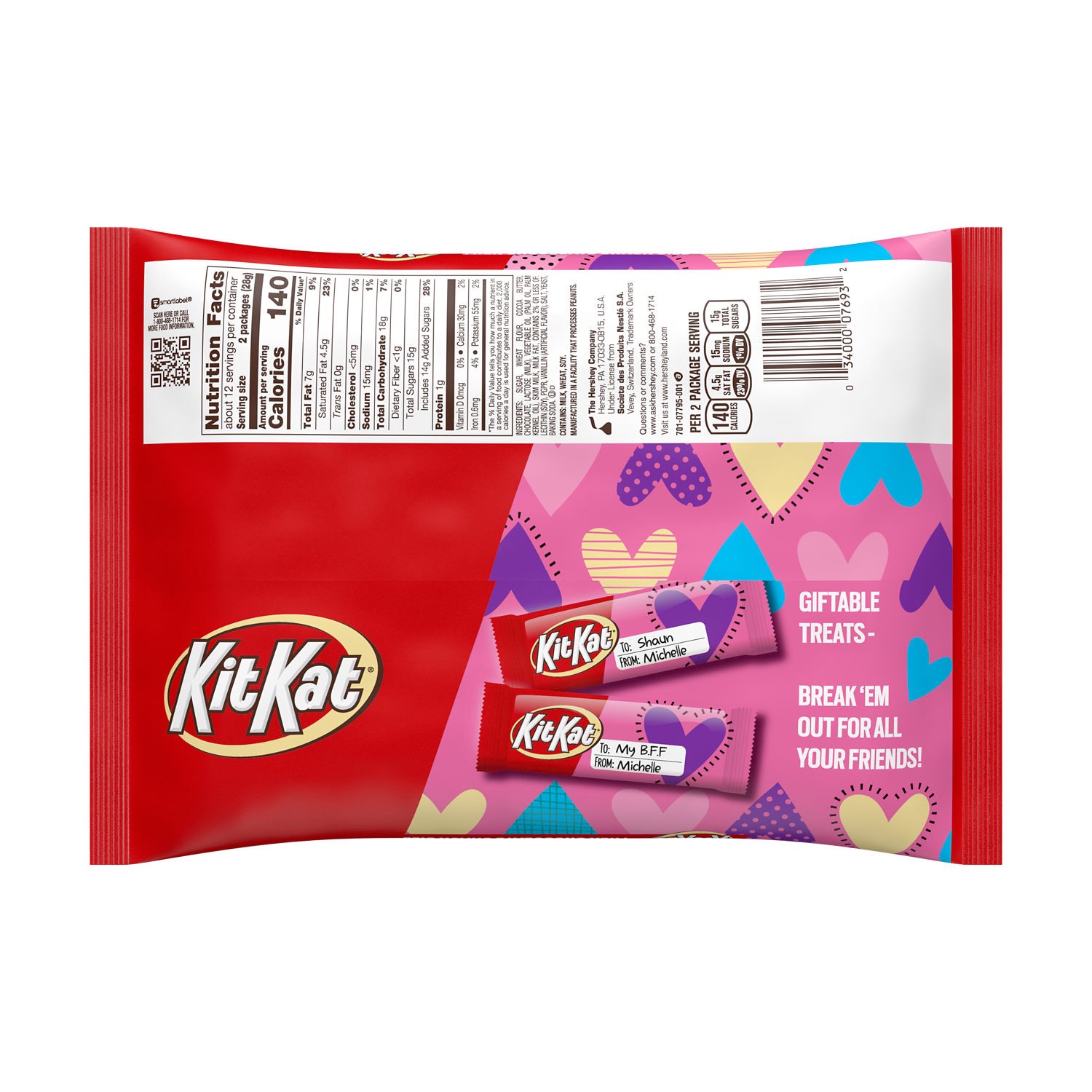 slide 5 of 8, KIT KAT Milk Chocolate Wafer Snack Size, Valentine's Day Candy Bag, 12.25 oz (25 Pieces), 12.25 oz