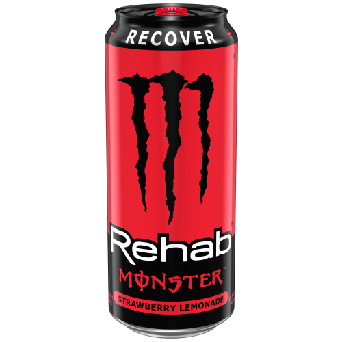 slide 1 of 2, Monster Energy Rehab Recover Strawberry Lemonade Energy Drink, 15.5 oz