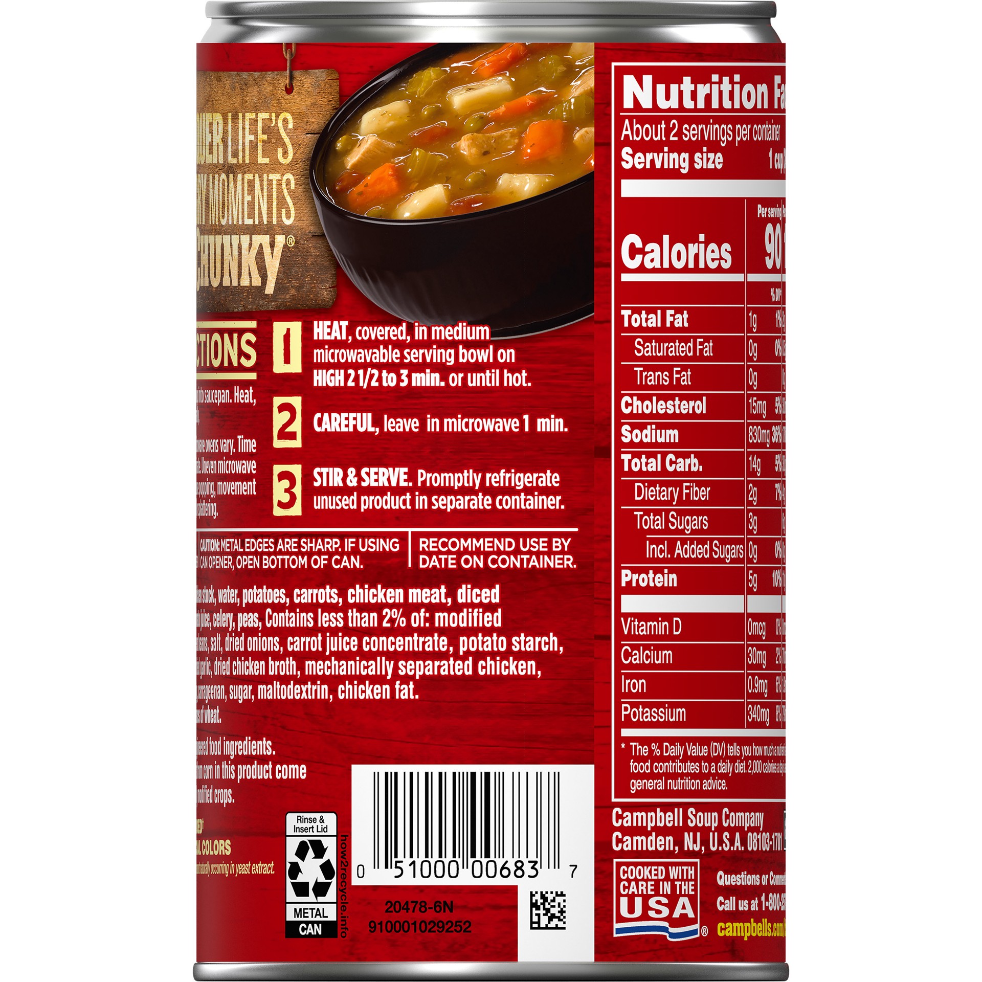 slide 3 of 5, Campbell's Chunky Hearty Chicken with Vegetables Soup, 18.8 oz