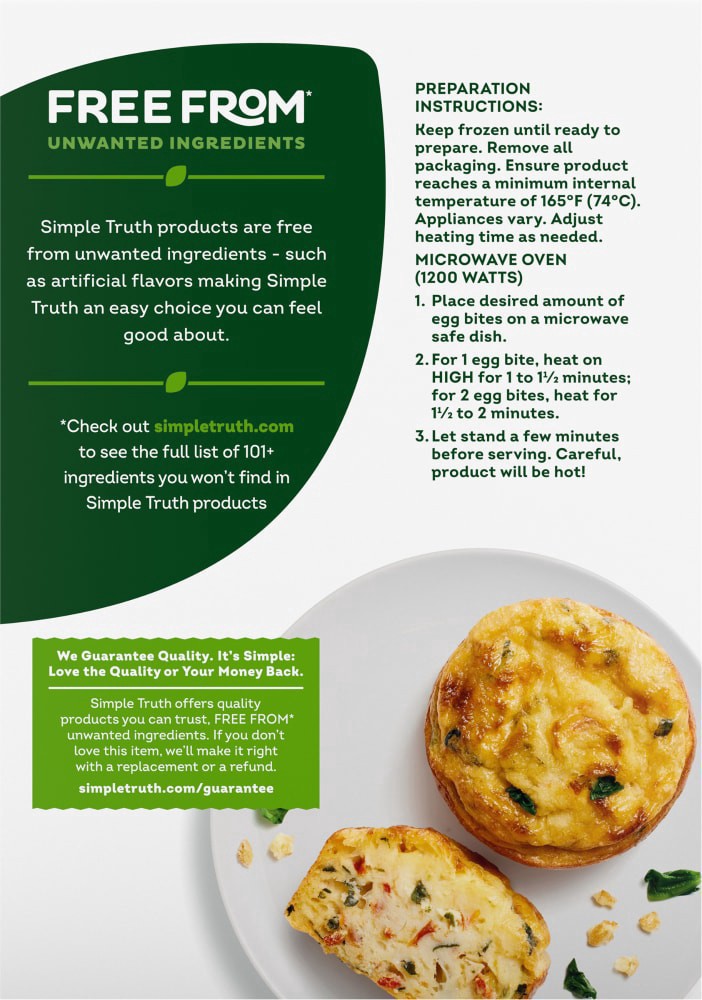 slide 3 of 4, Simple Truth Spinach & Cheddar Egg Bites - 6 ct, 6 ct
