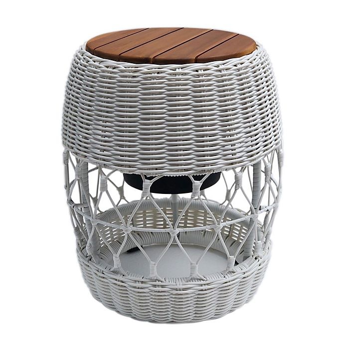 slide 1 of 2, Bee & Willow Home Elmridge Metal and Wicker Patio Cooler Accent Table - Coconut Milk, 1 ct