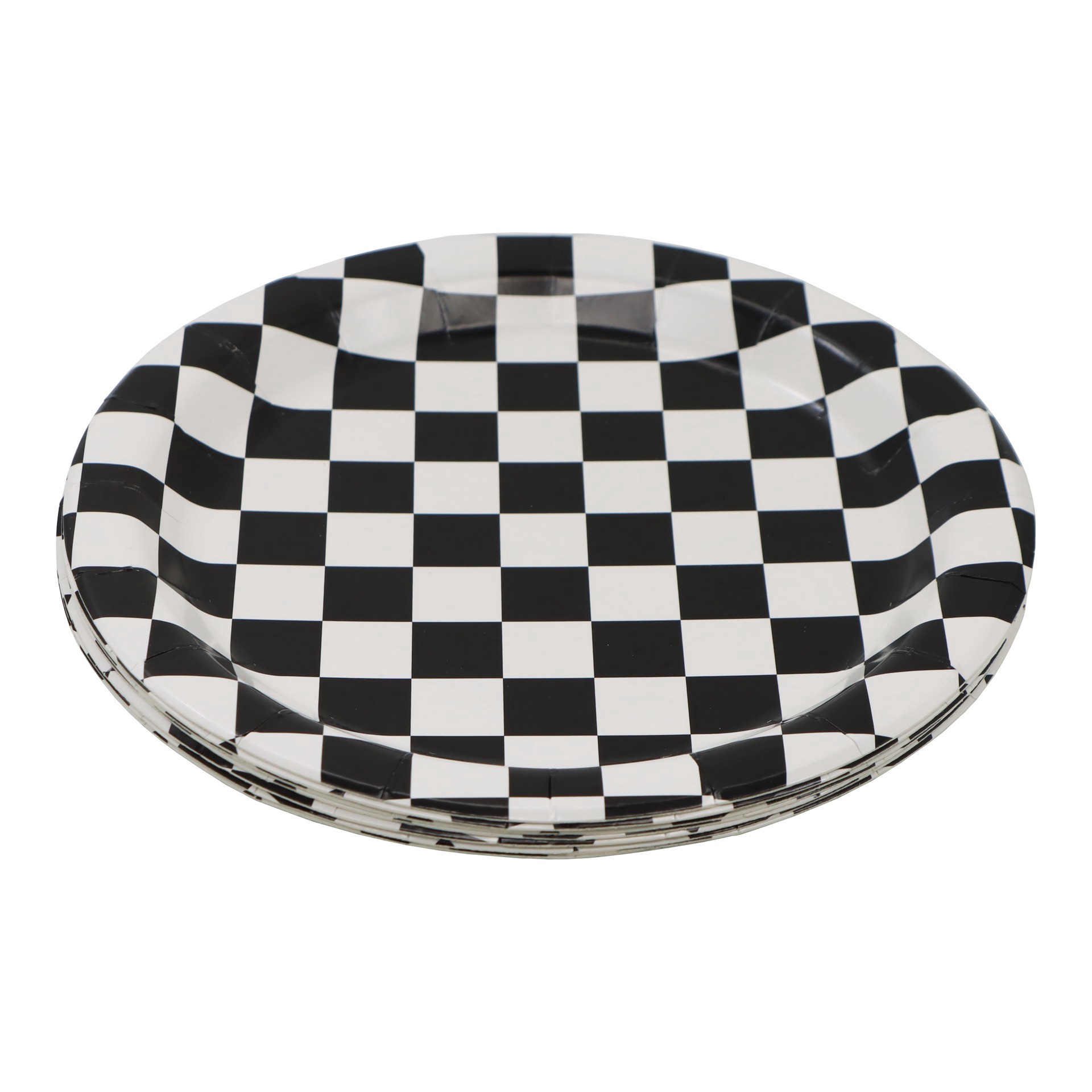 slide 2 of 2, 7" Black & White Checkered Snack Plates, 10ct. By Celebrate It, 10 ct