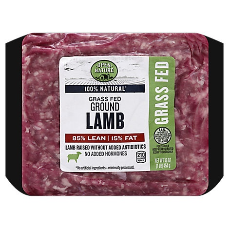 slide 1 of 1, Open Nature Lamb Ground Lamb 85% Lean 15% Fat Grass Fed, per lb