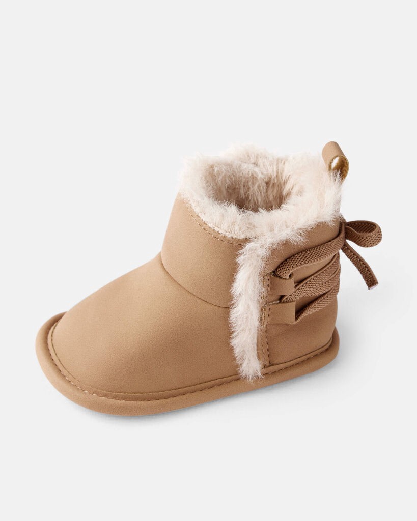 slide 2 of 6, Carter's Baby Girl Bow Faux Fur Boots - Brown Brown 0, 1 ct