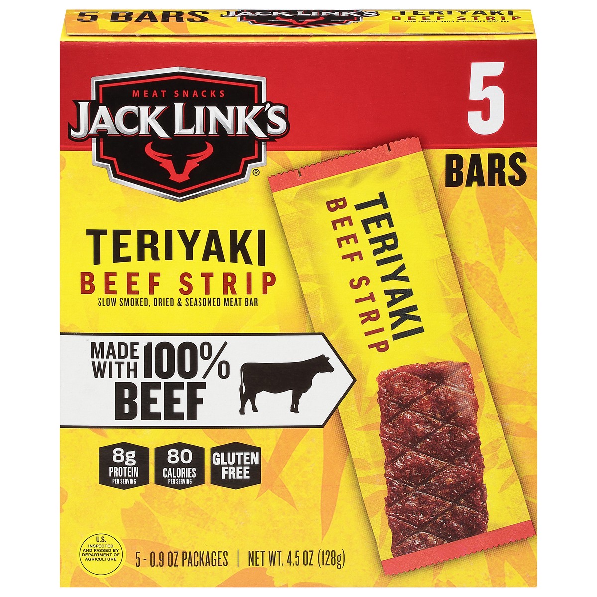 slide 1 of 11, Jack Link's Bars Teriyaki Beef Strip 5 - 0.9 oz Packs, 5 ct; 0.9 oz