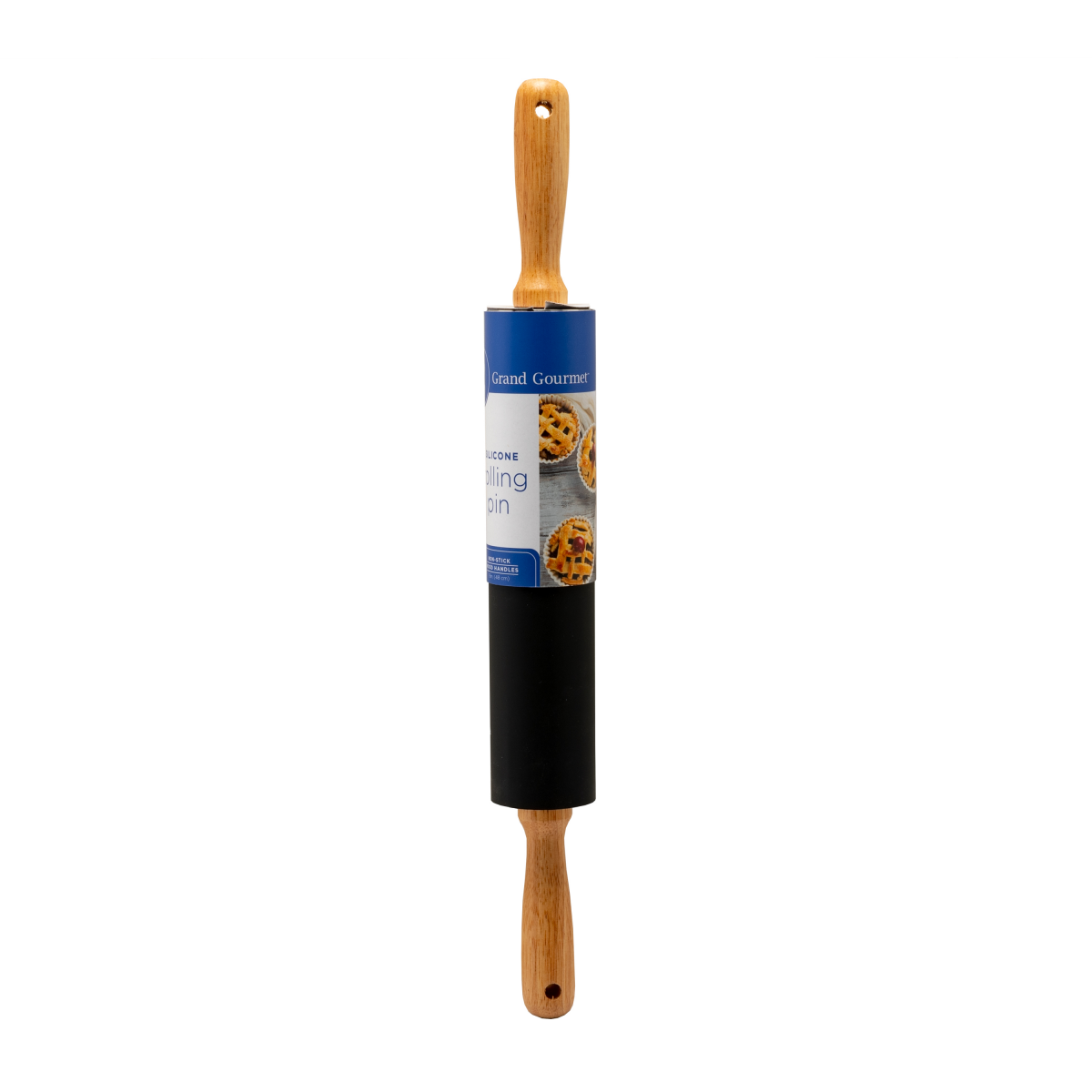 slide 1 of 29, Grand Gourmet Black Rolling Pin Wood Handle, 1 ct