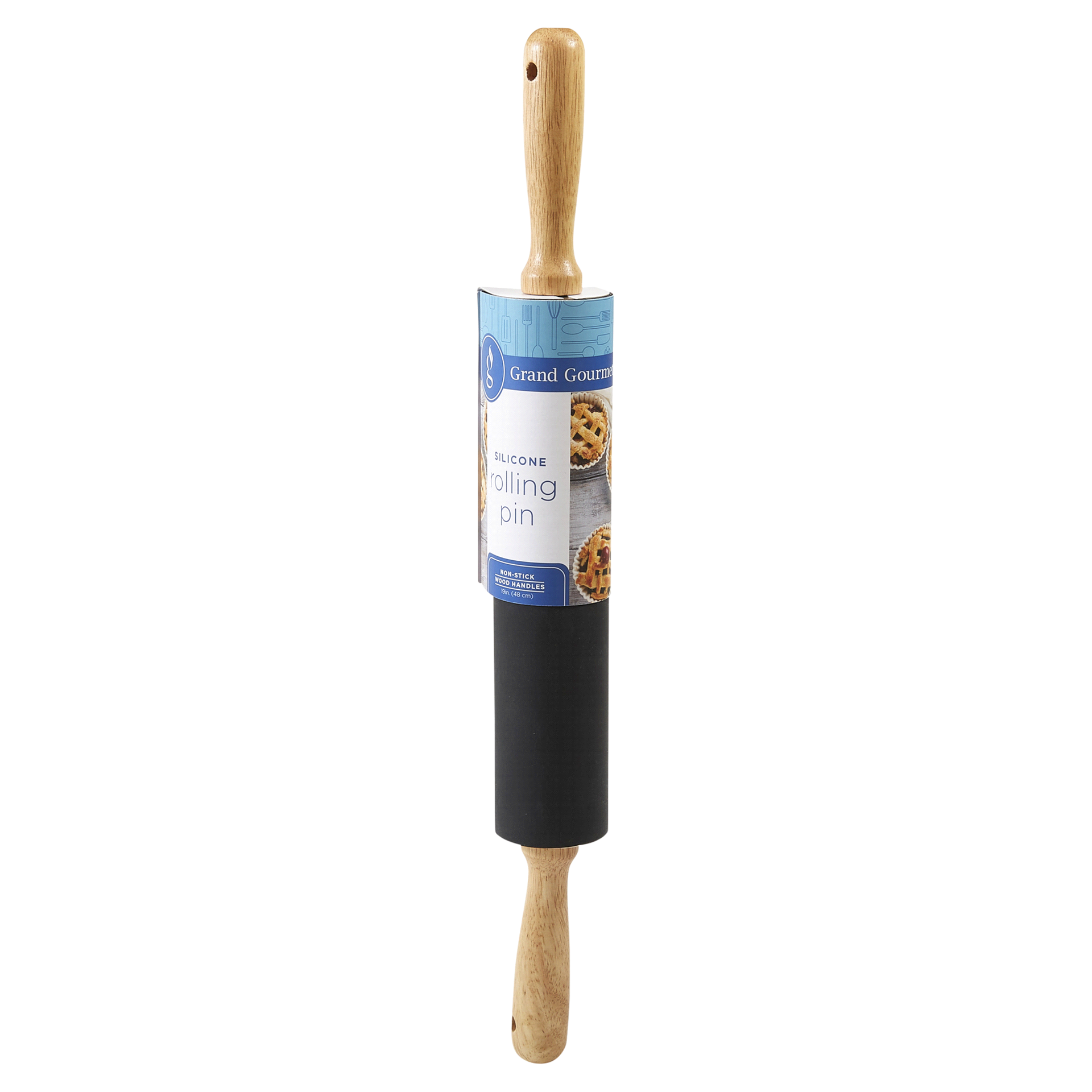 slide 9 of 29, Grand Gourmet Black Rolling Pin Wood Handle, 1 ct