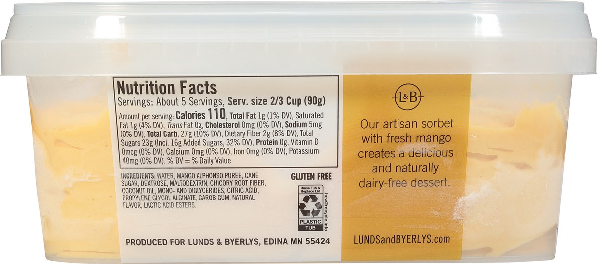 slide 7 of 9, Lunds & Byerlys Mango Sorbet 30 fl oz, 30 fl oz