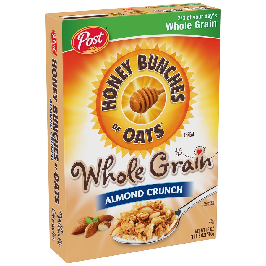 slide 2 of 5, Post Grain Almond Honey Bunches Of Oat Cereal, 18 oz