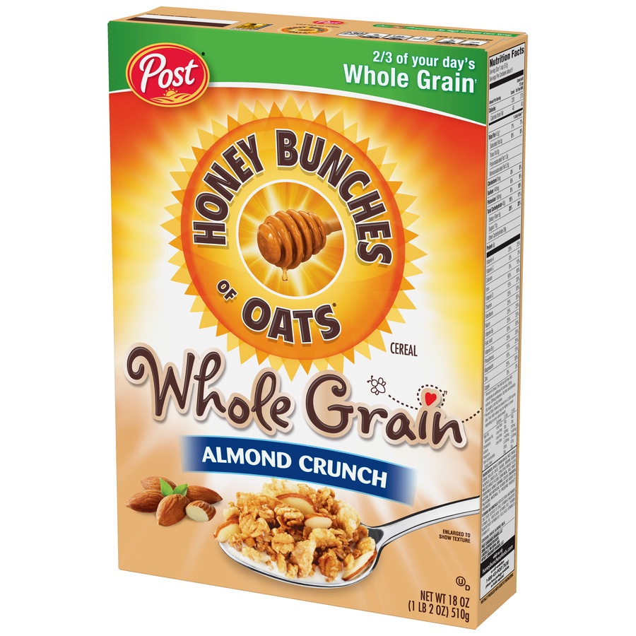 slide 3 of 5, Post Grain Almond Honey Bunches Of Oat Cereal, 18 oz