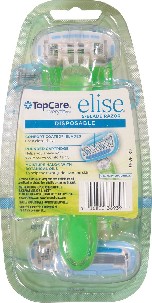 slide 4 of 9, TopCare Disposable 5-Blade Razor Elise Women's, 3 ct