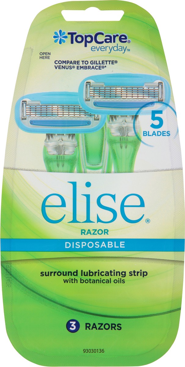 slide 2 of 9, TopCare Disposable 5-Blade Razor Elise Women's, 3 ct