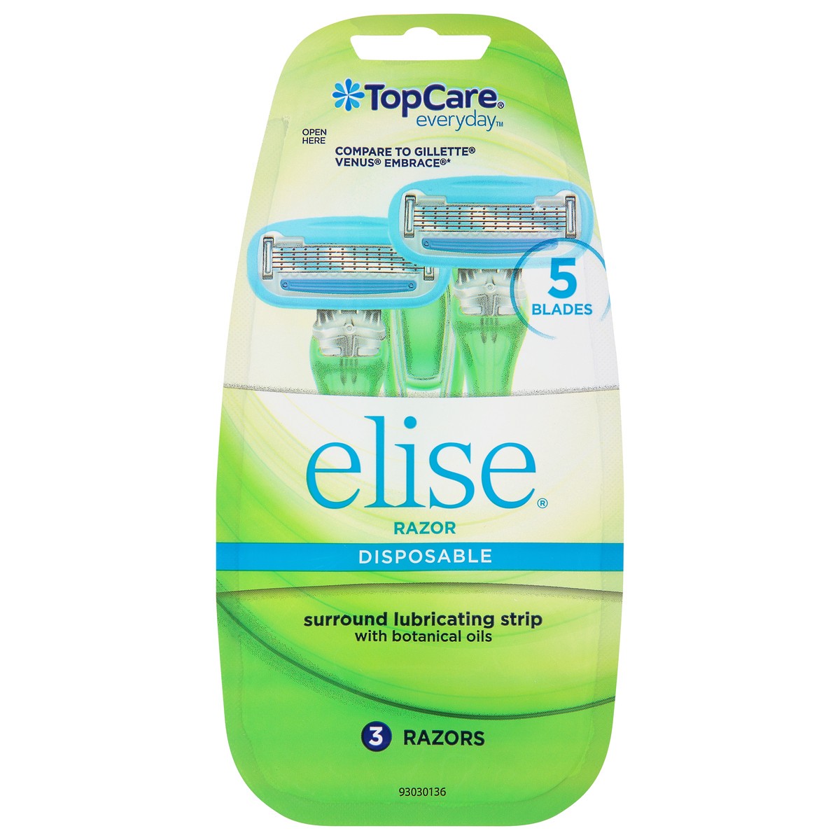 slide 1 of 9, TopCare Disposable 5-Blade Razor Elise Women's, 3 ct