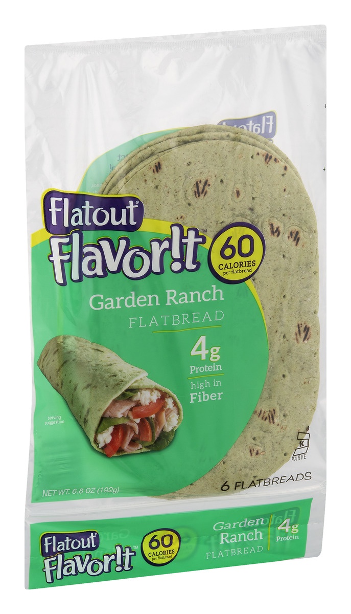 slide 2 of 10, Flatout Flavor!T Flatbread Garden Ranch, 6.8 oz