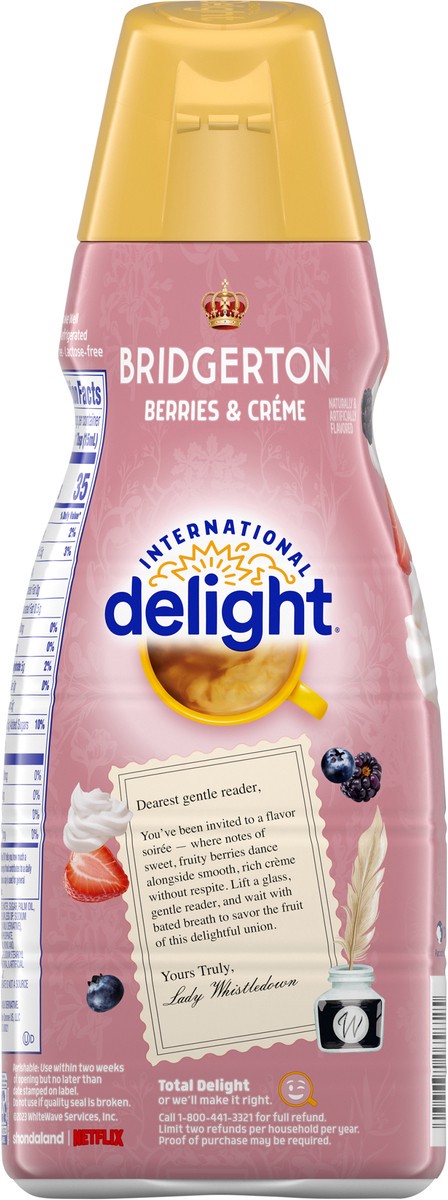 slide 6 of 14, International Delight Coffee Creamer, Bridgerton Berries & Creme, Refrigerated Flavored Creamer, 32 FL OZ Bottle, 32 fl oz