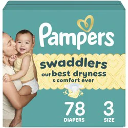 Pampers Swaddlers Diapers, Size 3 (16-28 lbs), 78 Count, Ultra Absorbent Disposable Baby Diaper