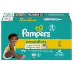 Pampers Swaddlers Diapers, Size 3 (16-28 lbs), 78 Count, Ultra Absorbent Disposable Baby Diaper