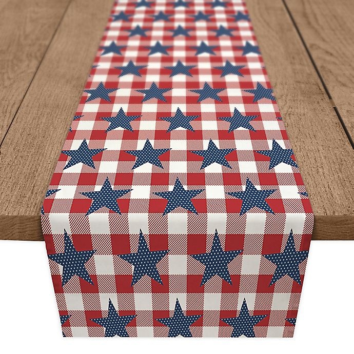 slide 1 of 3, Designs Direct Stars Table Runner - Blue/Red, 72 in