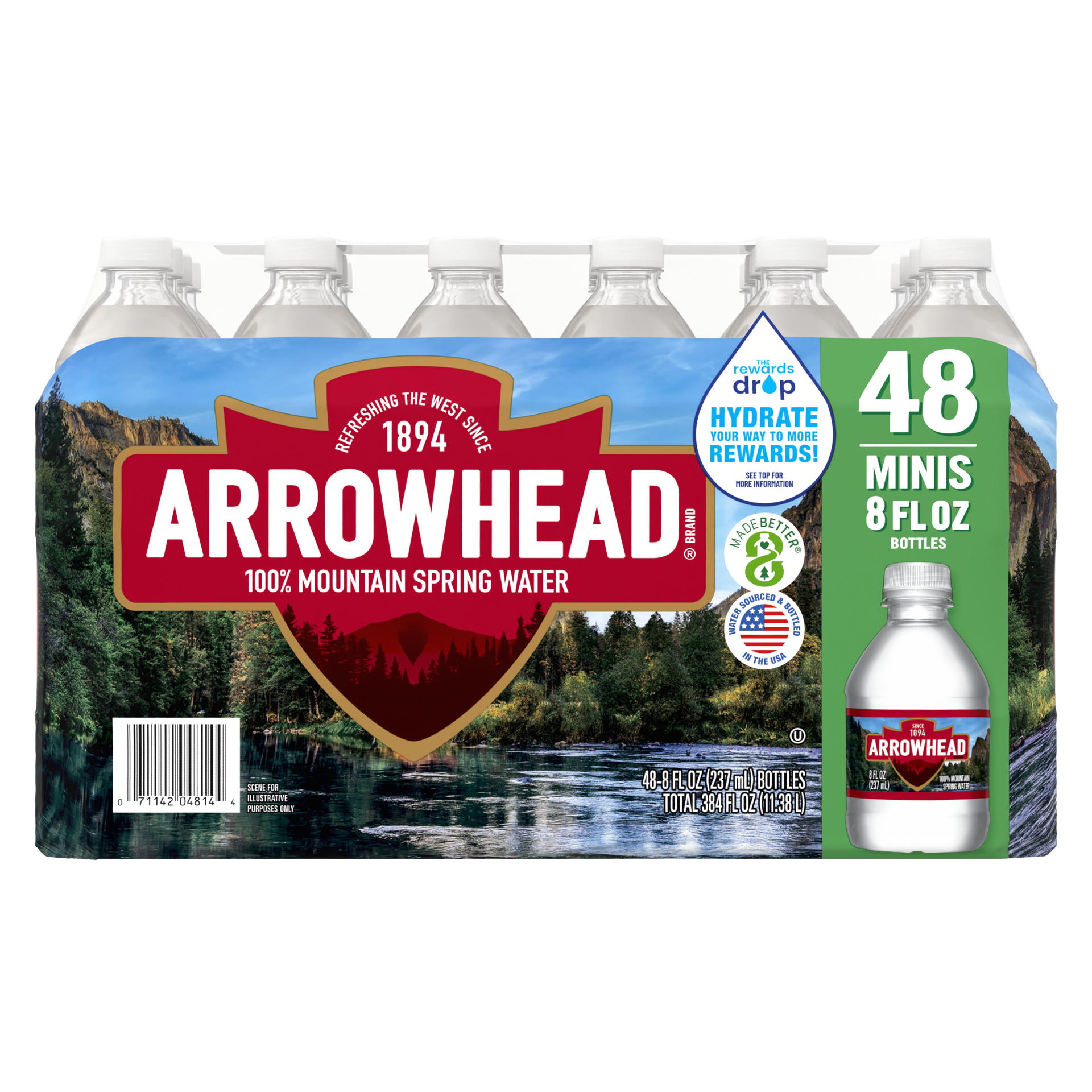 slide 1 of 5, Arrowhead Natural Spring Water - 48 ct; 8 fl oz, 48 ct; 8 fl oz