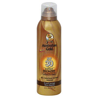 slide 1 of 1, Australian Gold Continuous Spray Instant Bronzer Sunscreen Spf 30, 6 oz