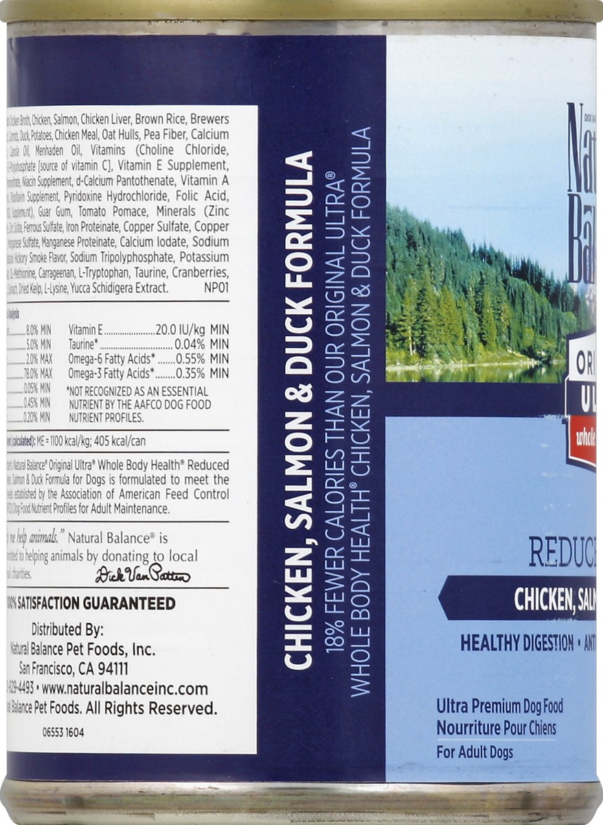 slide 3 of 6, Natural Balance Original Ultra Reduced Calorie Chicken, Salmon & Duck Canned Dog Food, 13 oz