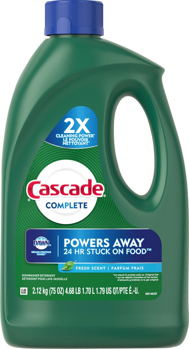 slide 3 of 3, Cascade Complete Dishwasher Detergent Liquid Gel, Dish Detergent, Dishwasher Soap, Fresh, 75oz, 75 oz