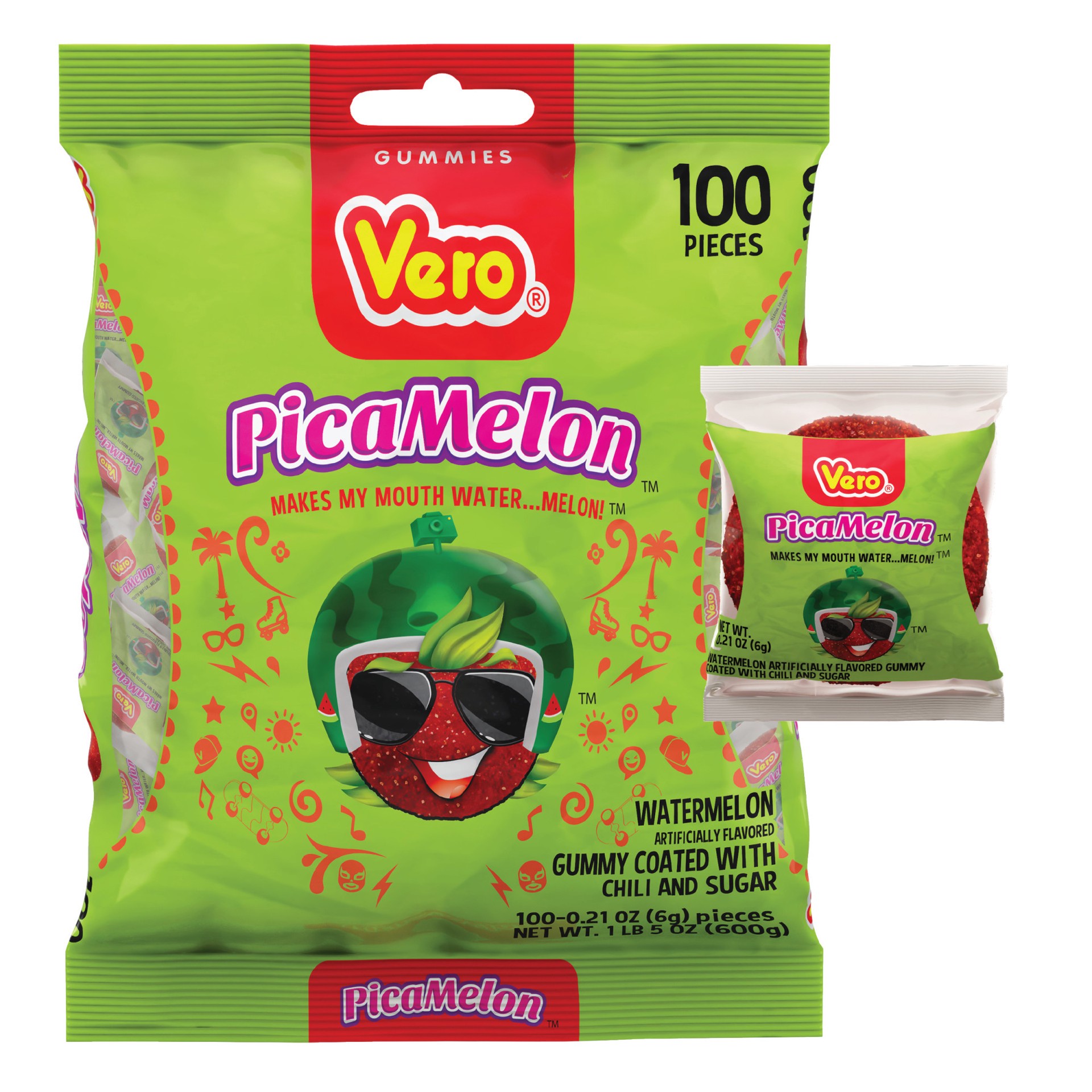 slide 1 of 5, Vero Picamelon  Watermelon Chewy Candy, 21 oz